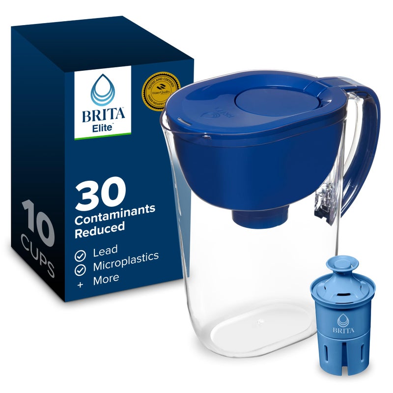 Brita Everyday Elite Water Filter Pitcher Removes 99 of Lead Includes 1 Filter 10Cup Capacity Blue - Image 2