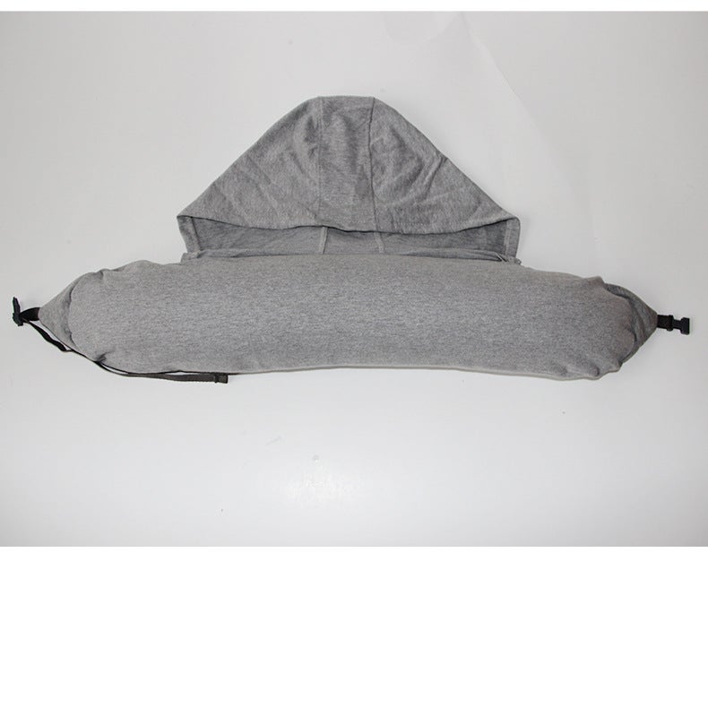 U-Shaped Pillow Travel Neck Airplane Nap Pillow Unprinted Hooded Craftsman'S Double-Button Eye-Covering Cotton Cervical Pillow With Logo - Image 3