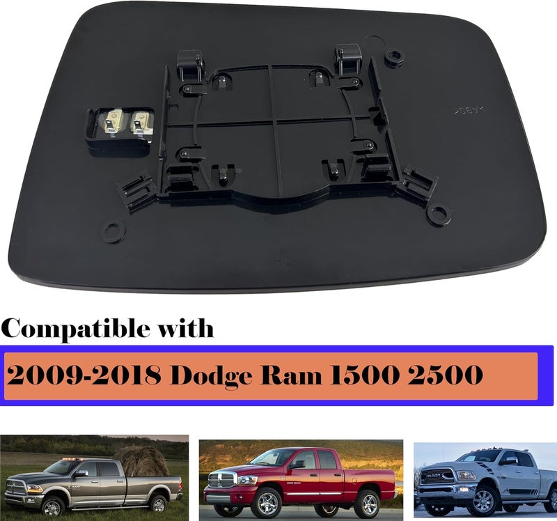 Danbojit Ram Passenger Right Side Heated Mirror Glass Compatible with 2009-2018 Dodge Ram 1500 2500 Right Power Heated Convex Mirror Glass 68050298AA, 68079362AA - Image 3