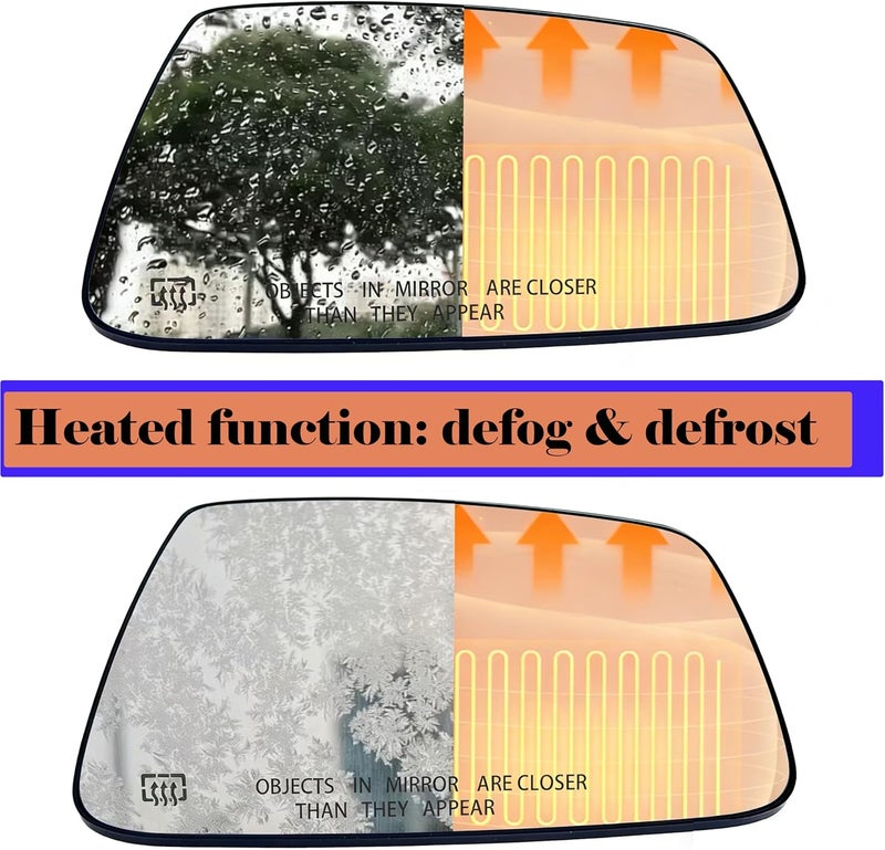Danbojit Ram Passenger Right Side Heated Mirror Glass Compatible with 2009-2018 Dodge Ram 1500 2500 Right Power Heated Convex Mirror Glass 68050298AA, 68079362AA - Image 4