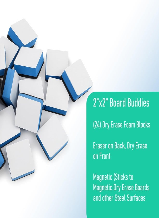 Flipside Products 2" x 2" Dry Erase Eraser Board Buddies, Students and Kids, Whiteboard Erasers, Brainstorming, Flow Charts, Classroom - 24 Pack - Image 2