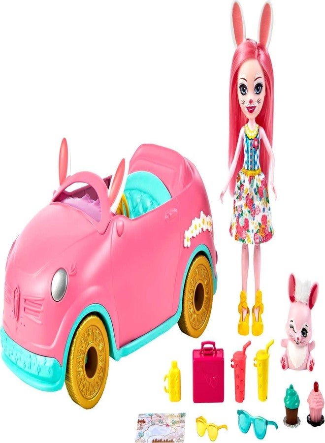 ENCHANTIMALS Mattel Enchantimals Bunnymobile Car (10.2-in) 10-Piece Set with Doll, Bunny Figure, and Accessories, Great Toy for Kids Ages 3 and Up - Image 1