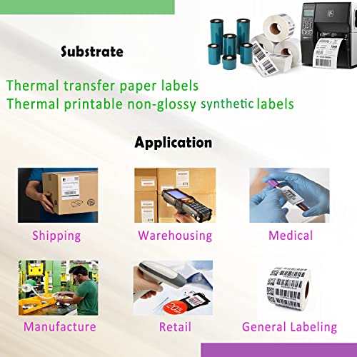BEUYI (10 Rolls) 4.33'' x 984' Premium Resin Enhanced Wax Ribbon, 110mm x 300m Black Thermal Transfer Ribbon, Barcode Thermal Label Printer Ribbon, CSO-Ink Outside, 1'' Core for Zebra, TSC, GoDex, Citizen - Image 4