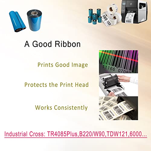 BEUYI (10 Rolls) 4.33'' x 984' Premium Resin Enhanced Wax Ribbon, 110mm x 300m Black Thermal Transfer Ribbon, Barcode Thermal Label Printer Ribbon, CSO-Ink Outside, 1'' Core for Zebra, TSC, GoDex, Citizen - Image 5