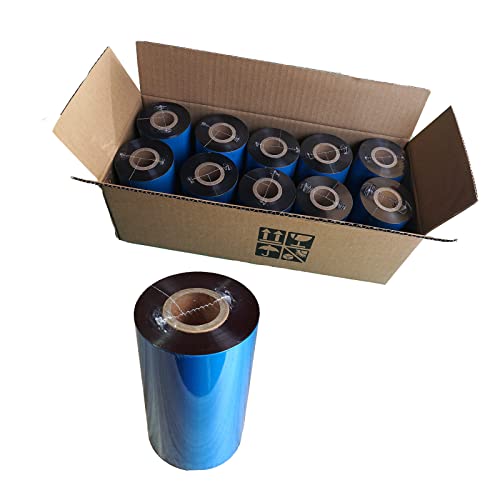 BEUYI (10 Rolls) 4.33'' x 984' Premium Resin Enhanced Wax Ribbon, 110mm x 300m Black Thermal Transfer Ribbon, Barcode Thermal Label Printer Ribbon, CSO-Ink Outside, 1'' Core for Zebra, TSC, GoDex, Citizen - Image 1