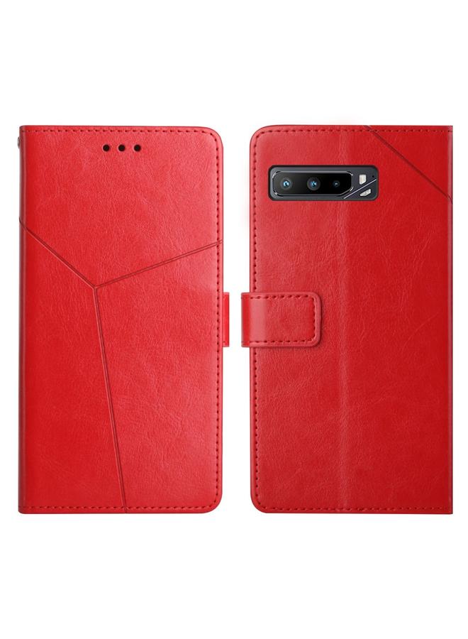 اس-توب جراب لهاتف Asus ROG Phone 3 مصنوع من الجلد بتصميم أفقي مع خياطة Y - Image 1