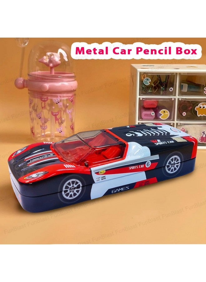 فنبلاست صندوق أقلام متعدد الألوان على شكل سيارة معدنية من فن بلاست للأطفال، حافظة أقلام معدنية مزدوجة الطبقات للأطفال الأولاد، صندوق منظم للقرطاسية، صندوق أقلام وأقلام رصاص للأطفال في المدارس، هدايا إرجاع للأطفال (قد يختلف اللون) - Image 2