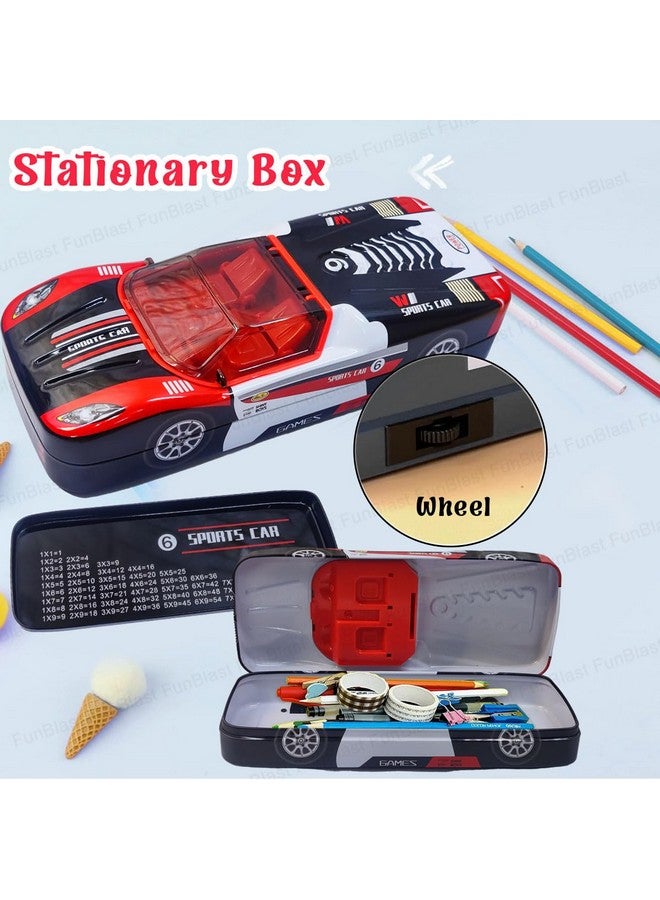 فنبلاست صندوق أقلام متعدد الألوان على شكل سيارة معدنية من فن بلاست للأطفال، حافظة أقلام معدنية مزدوجة الطبقات للأطفال الأولاد، صندوق منظم للقرطاسية، صندوق أقلام وأقلام رصاص للأطفال في المدارس، هدايا إرجاع للأطفال (قد يختلف اللون) - Image 5
