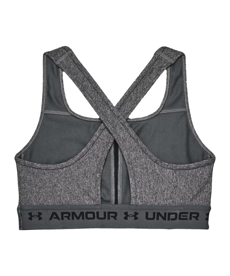 Under Armour Womens Crossback Mid Impact Heather Sports Bra , Charcoal Light Heather (019)/Black , Medium - Image 4