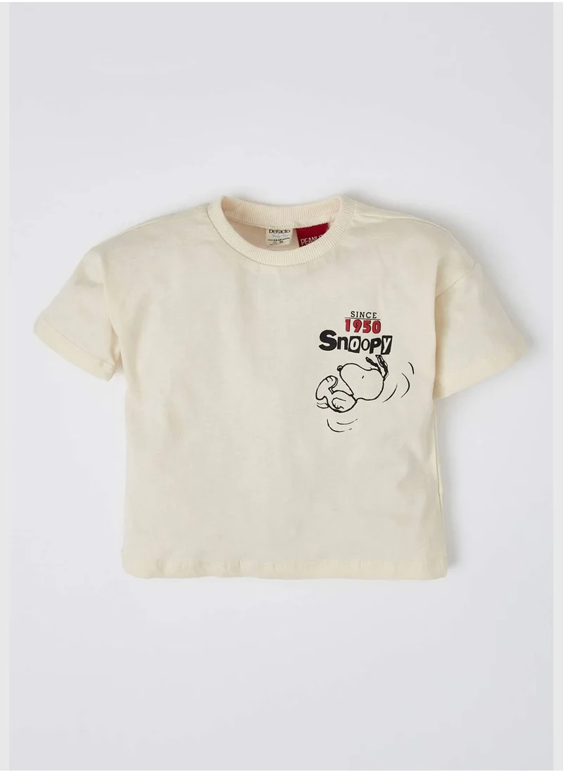 ديفاكتو Regular Fit Short Sleeve Snoopy Printed T-Shirt