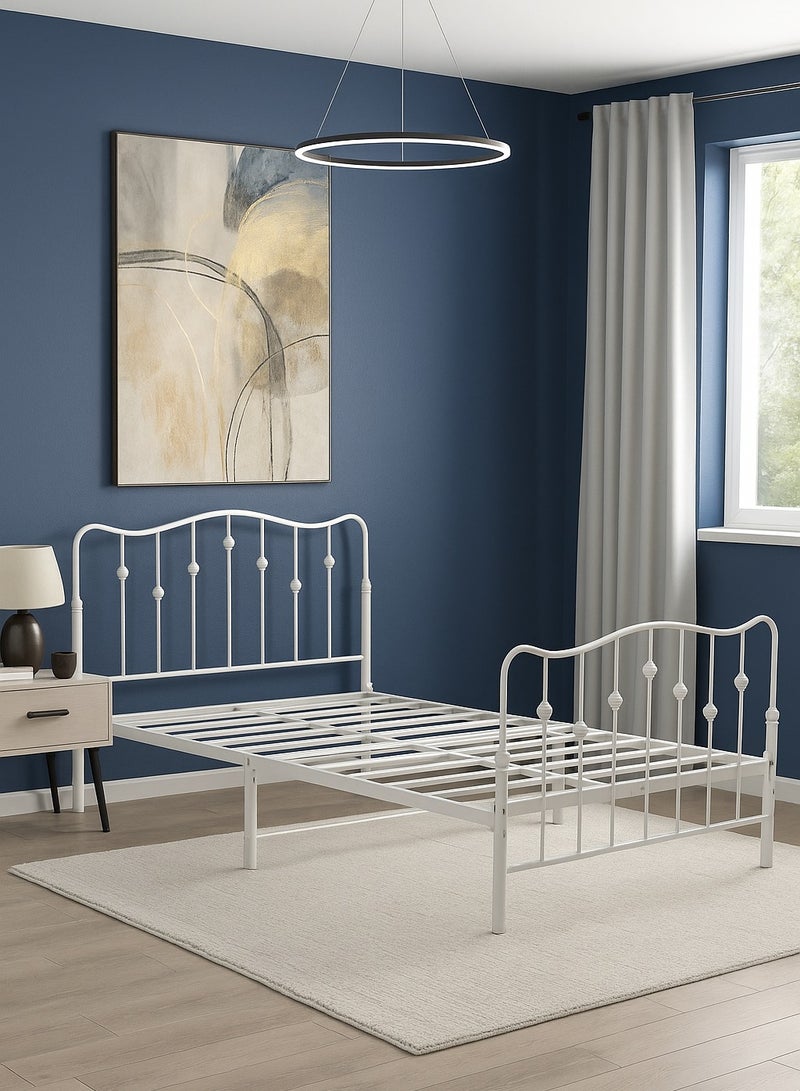 Generic Luxury White Metal Bed Frame – 120×200 cm (Heavy 18 kg) – High Durability  - Image 1