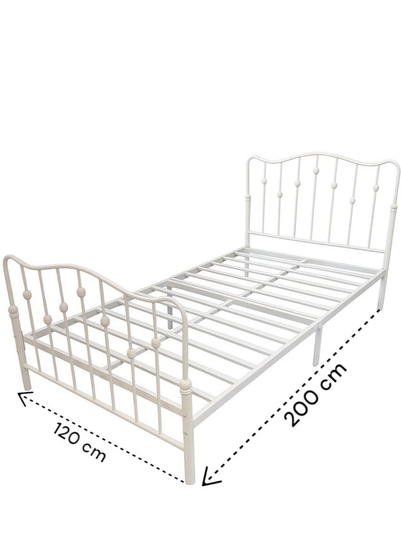 Generic Luxury White Metal Bed Frame – 120×200 cm (Heavy 18 kg) – High Durability  - Image 3