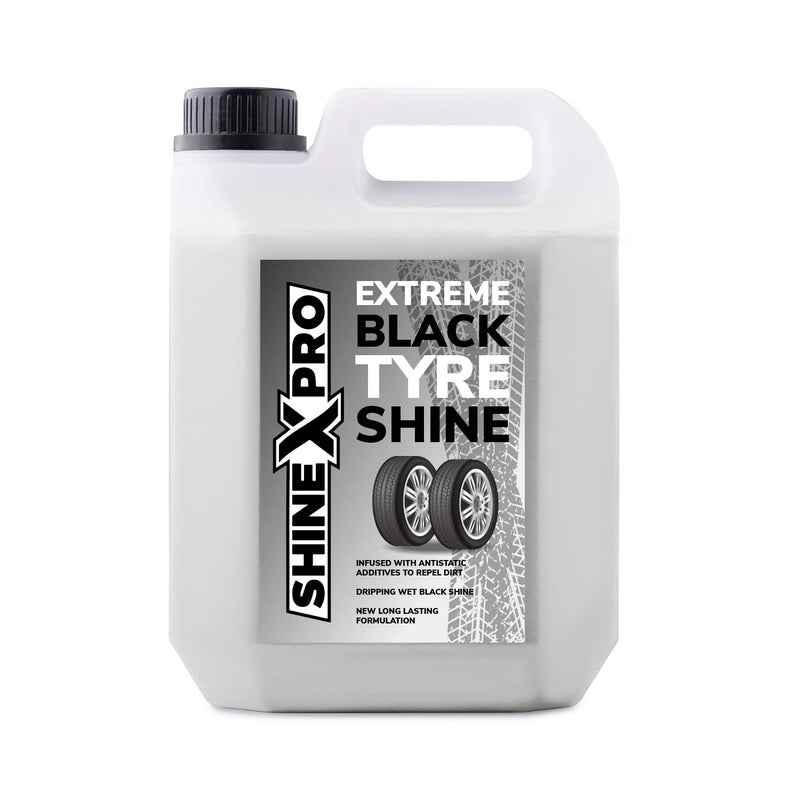 ShineXPro Bike & Car Tyre Polish - 2.7L Extreme Black Tyre Shine - Long Lasting & Dirt Repellant Formulation - Ultra Wet Black Shine, Non-Greasy Tyre Polish for Car (2.7L) - Image 1
