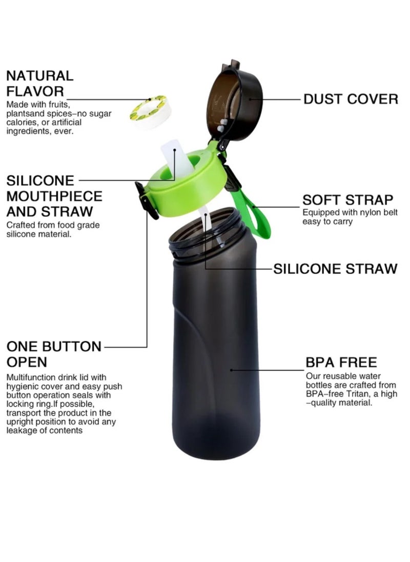 Generic - Air Up Water Bottle Air Up Water Bottle with 7 Flavor Pods 750ML Air Up Drinking Water Bottle Starter Set with Flavour Capsules 0% Sugar Water Cup BPA Free Suitable for Outdoor Sport (Blackgreen) - Image 1