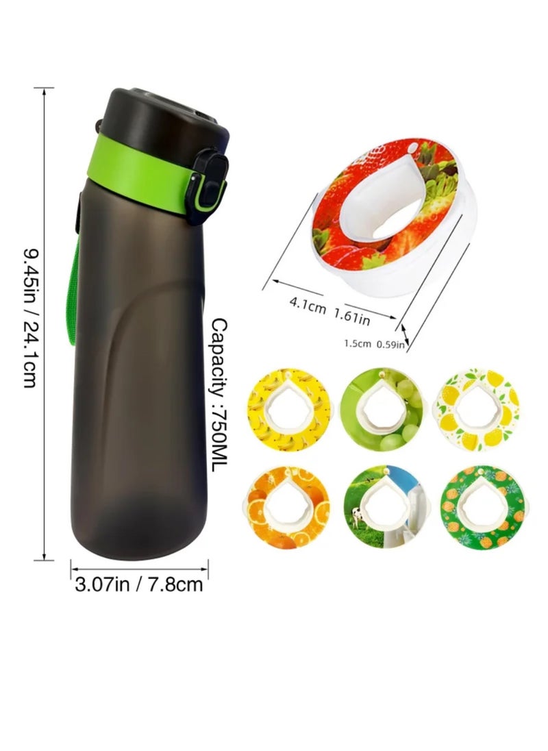 Generic - Air Up Water Bottle Air Up Water Bottle with 7 Flavor Pods 750ML Air Up Drinking Water Bottle Starter Set with Flavour Capsules 0% Sugar Water Cup BPA Free Suitable for Outdoor Sport (Blackgreen) - Image 1
