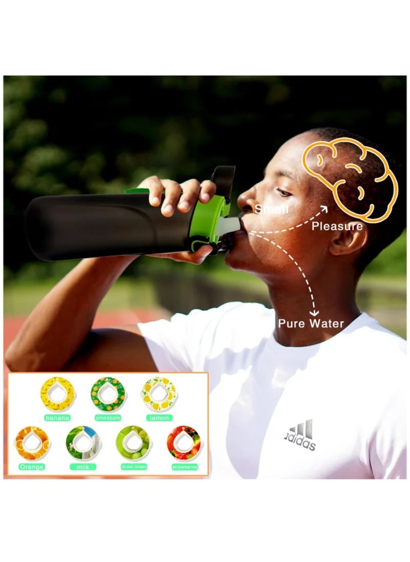 Generic - Air Up Water Bottle Air Up Water Bottle with 7 Flavor Pods 750ML Air Up Drinking Water Bottle Starter Set with Flavour Capsules 0% Sugar Water Cup BPA Free Suitable for Outdoor Sport (Blackgreen) - Image 1
