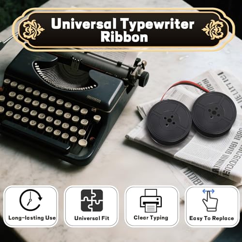WUAGNCK 2 Pairs Typewriter Ribbon，Universal Typewriter Ribbon，Impact & Dot Matrix Printer Ribbons, Compatible with Smith Corona, Royal Classic Typewriters ，Suitable for Most Vintage Typewriters（Black/Red） - Image 4