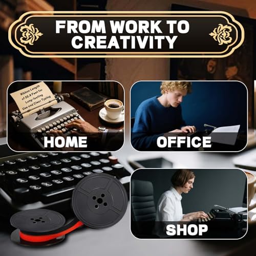 WUAGNCK 2 Pairs Typewriter Ribbon，Universal Typewriter Ribbon，Impact & Dot Matrix Printer Ribbons, Compatible with Smith Corona, Royal Classic Typewriters ，Suitable for Most Vintage Typewriters（Black/Red） - Image 3