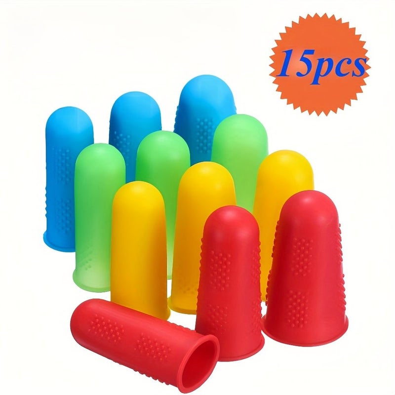15pcs Silicone Finger Sleeves For Increasing Friction Firm Grip Multicolor Anti Slip Finger Covers 3 Large 9 Medium 3 Small - Image 5