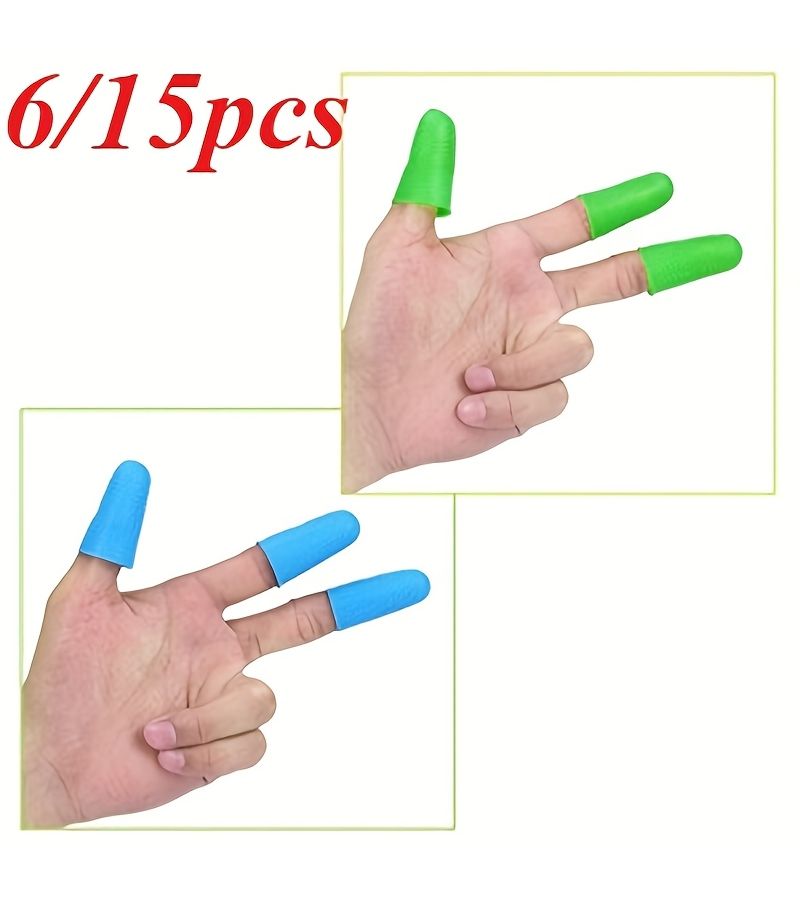 15pcs Silicone Finger Sleeves For Increasing Friction Firm Grip Multicolor Anti Slip Finger Covers 3 Large 9 Medium 3 Small - Image 1