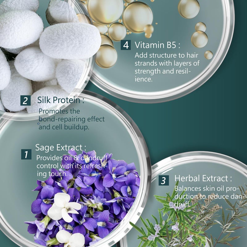 Sh Rd شامبو SH-RD ساج لتنقية الشعر الدهني/فروة الرأس | بلسم متوازن مع مستخلص الساج المنقي، بروتين، إكليل الجبل | بلسم خالي من الكبريتات لمكافحة التجاعيد والتحكم في الزيوت - 6.76 أونصة/200 مل - Image 3