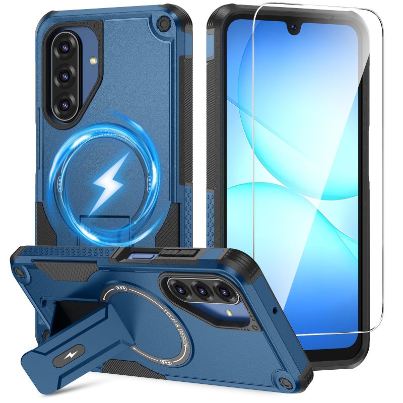 Caka for Samsung Galaxy A17 /A26 5G Case [Compatible with MagSafe] [Invisible Kickstand] [HD Screen Protector], Protective Magnetic Phone Cover for Galaxy A17 4G /5G & A26 5G 2025 - Blue - Image 1