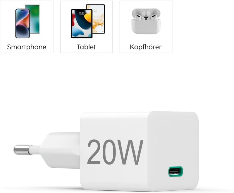 Hama 20W USB-C Power Delivery Wall Charger with Lightning Cable, Fast Charging Set for Apple iPhone/iPad/iPod, 1m, White - Image 4