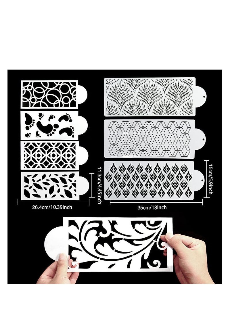 Cake Decorating Stencils 16PCS Cake Decorating Stencils Templates Buttercream Lace Cake Stencil Geometric Icing Stencils Cake Printing Fine Hollow Molds Side Baking Mesh Stencils for Cake Decorating