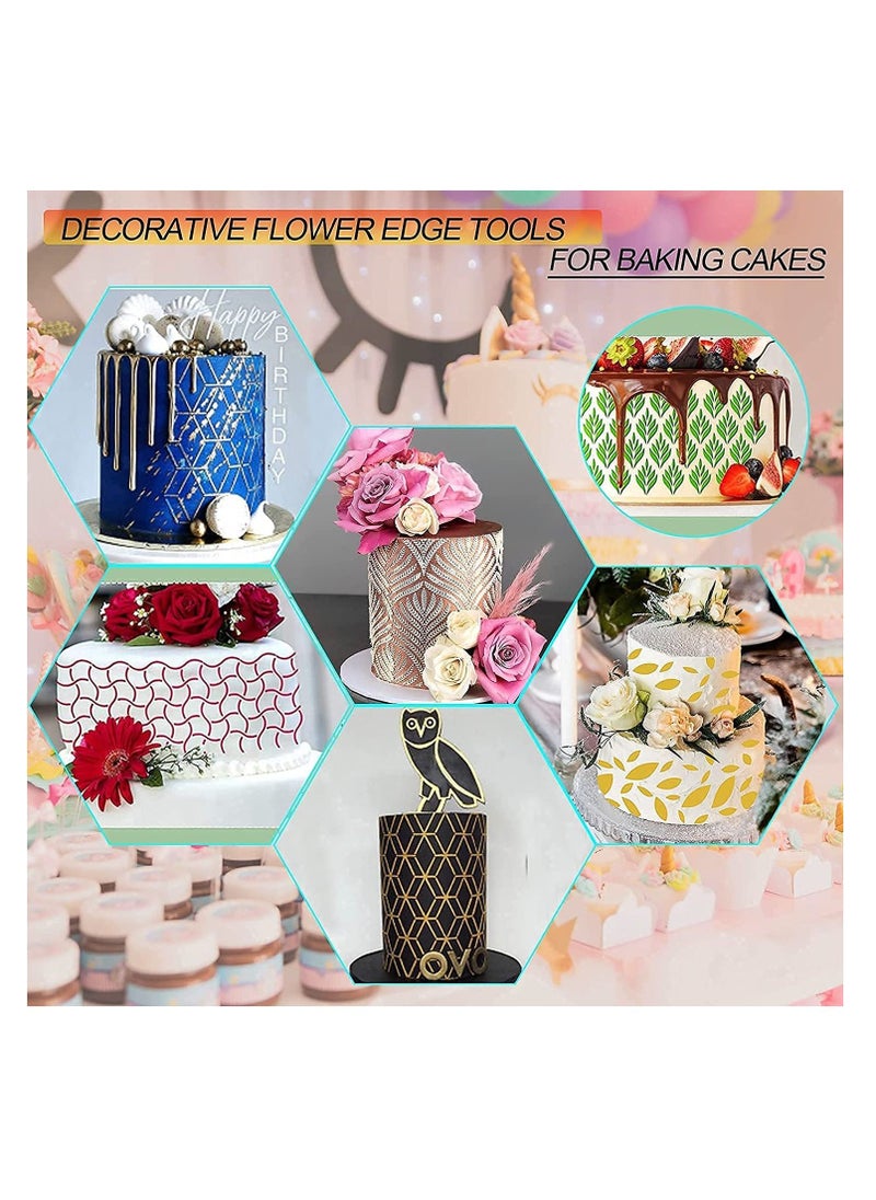 Cake Decorating Stencils 16PCS Cake Decorating Stencils Templates Buttercream Lace Cake Stencil Geometric Icing Stencils Cake Printing Fine Hollow Molds Side Baking Mesh Stencils for Cake Decorating
