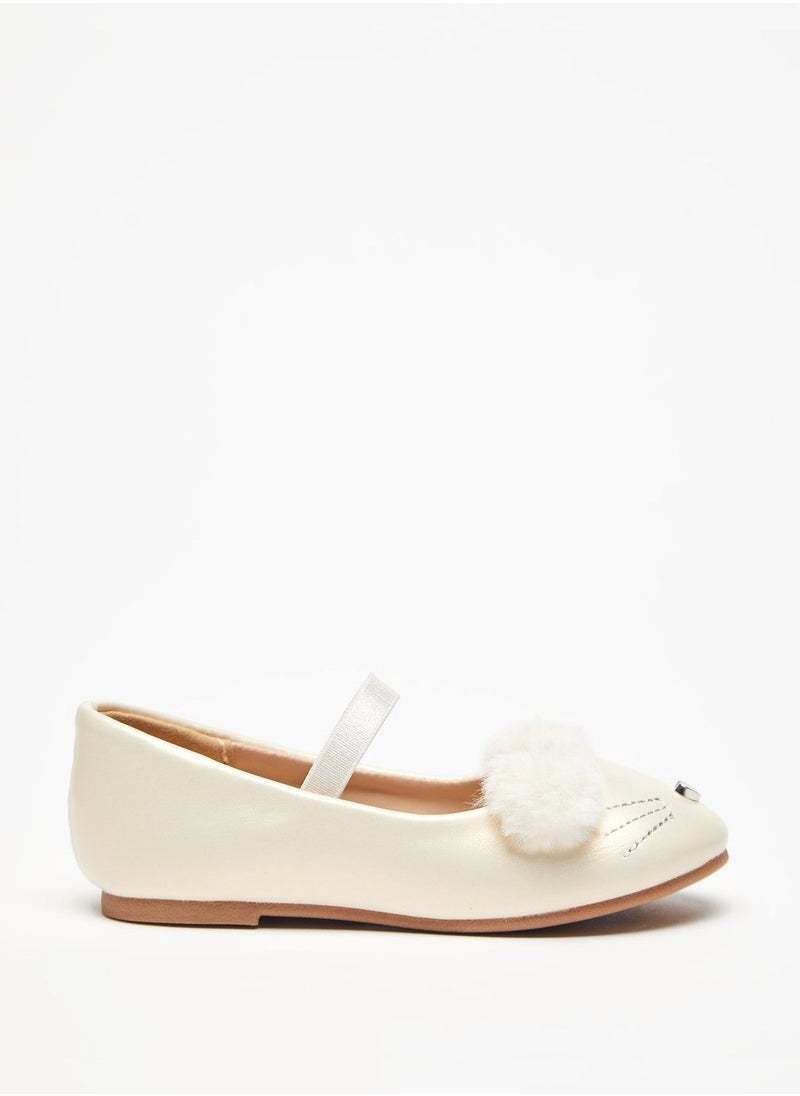 shoexpress - Embroidered Round Toe Slip-On Ballerina Shoes with Elastic Strap - Image 1