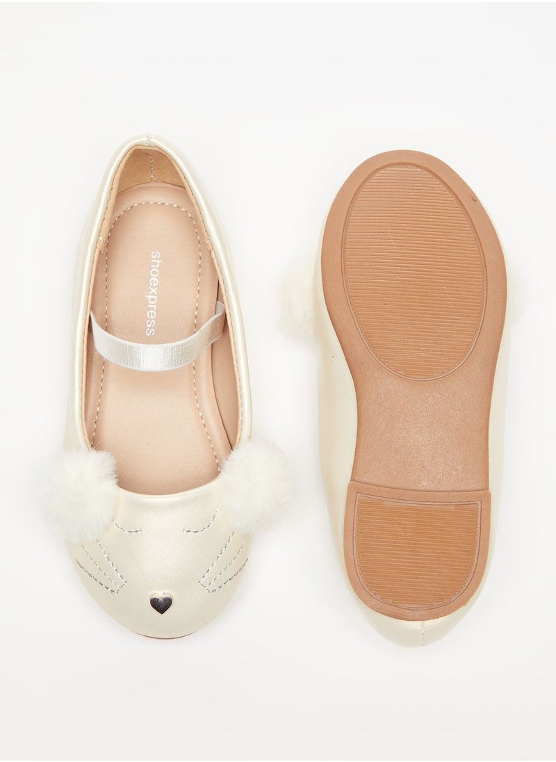 shoexpress - Embroidered Round Toe Slip-On Ballerina Shoes with Elastic Strap - Image 1