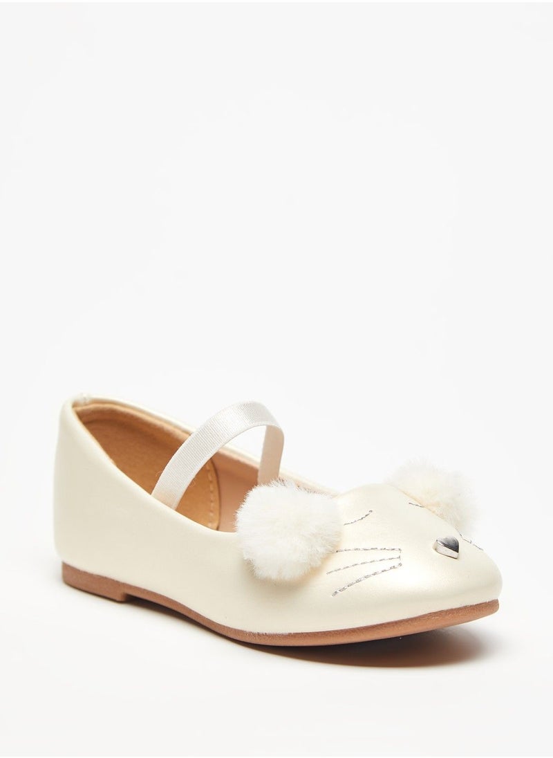 shoexpress - Embroidered Round Toe Slip-On Ballerina Shoes with Elastic Strap - Image 1