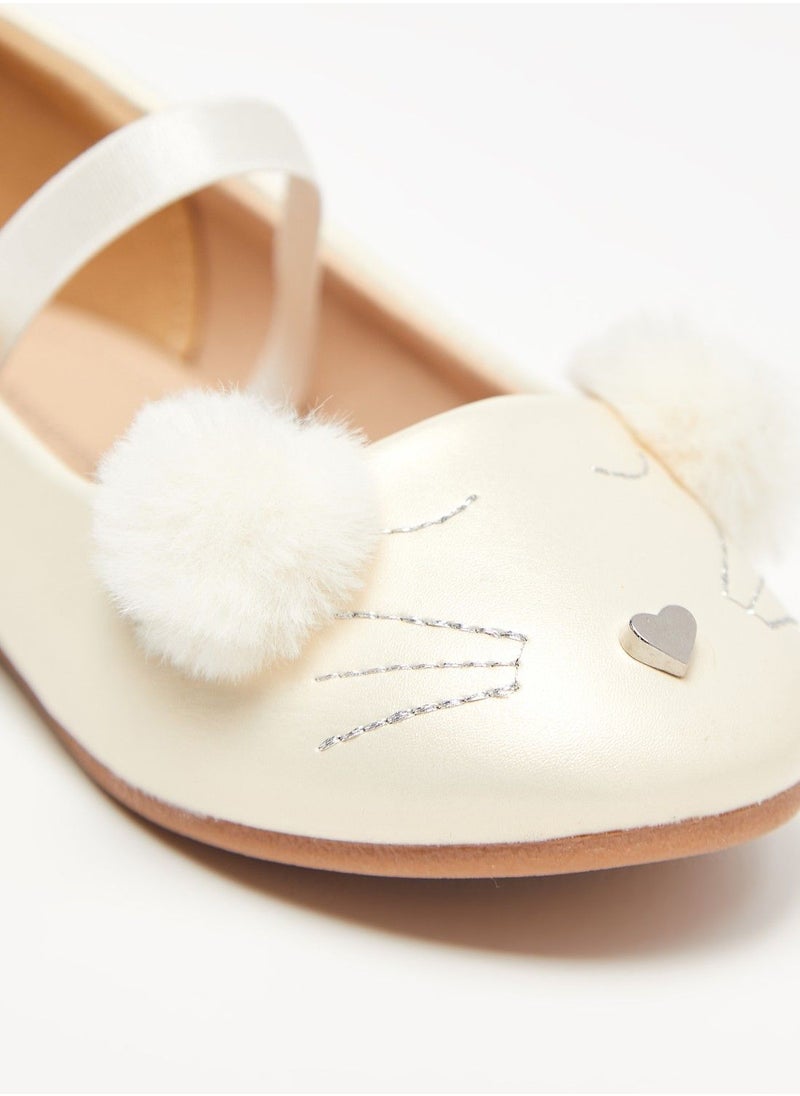 shoexpress - Embroidered Round Toe Slip-On Ballerina Shoes with Elastic Strap - Image 1