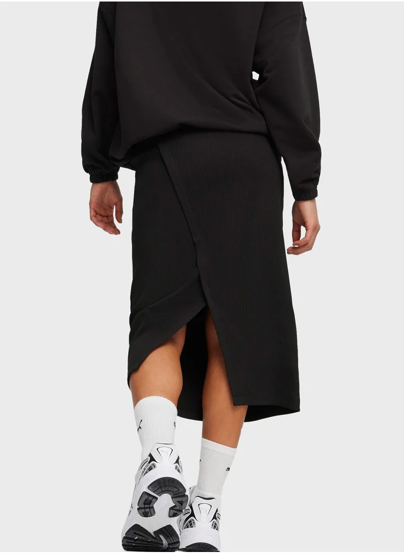 PUMA Classics Ribbed Midi Skirt