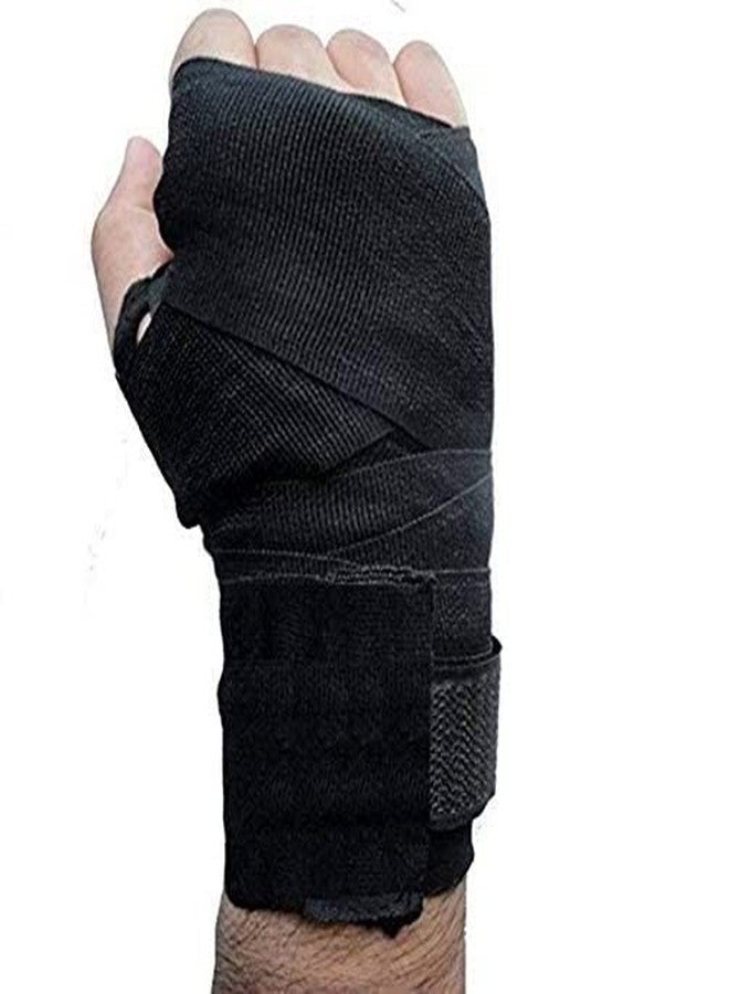 Spanco 3 Pair Cotton Material Boxing Hand Wraps Elastic Hand & Wrist Support for Kickboxing Training Gym Workout (Blakc,Black. Red) - Image 5