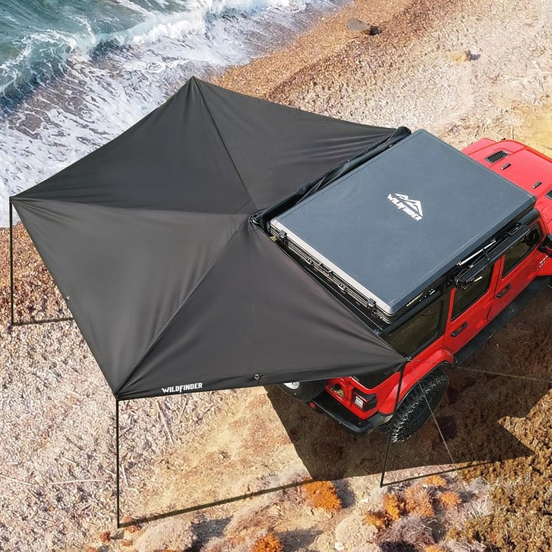 Wildfinder 270 Awning Driver Side Free Standing Built-in LED Light, Car Side 270 Degree Awning Waterproof UV50+ Wind Resistant for SUV Van Truck - Image 1