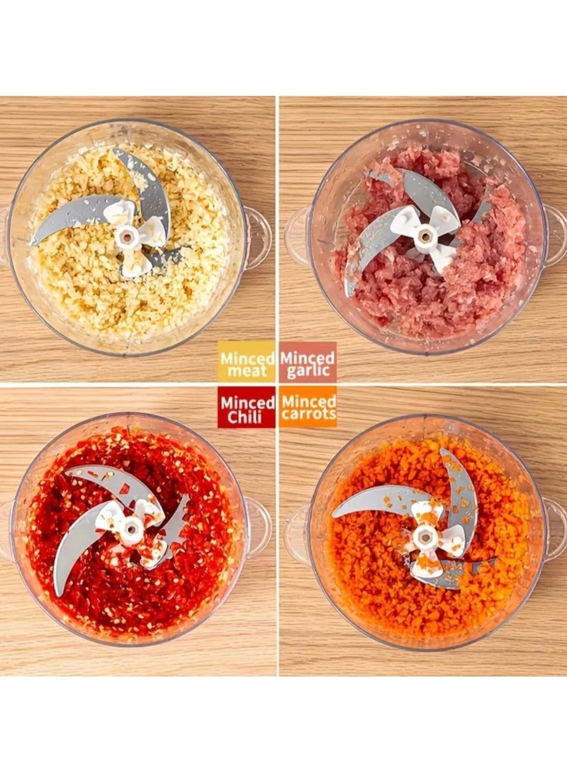 3 In 1 Manual Vegetable Chopper 1.5L Large Capacity, Hand Press Food Chopper with Stainless Steel Blades, No Electricity Push Chopper for Onion, Garlic, Salad, Vegetables, Fruits, Kitchen Prep Tool - Image 5