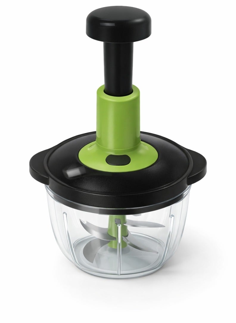 Lukadah 3 In 1 Manual Vegetable Chopper 1.5L Large Capacity, Hand Press Food Chopper with Stainless Steel Blades, No Electricity Push Chopper for Onion, Garlic, Salad, Vegetables, Fruits, Kitchen Prep