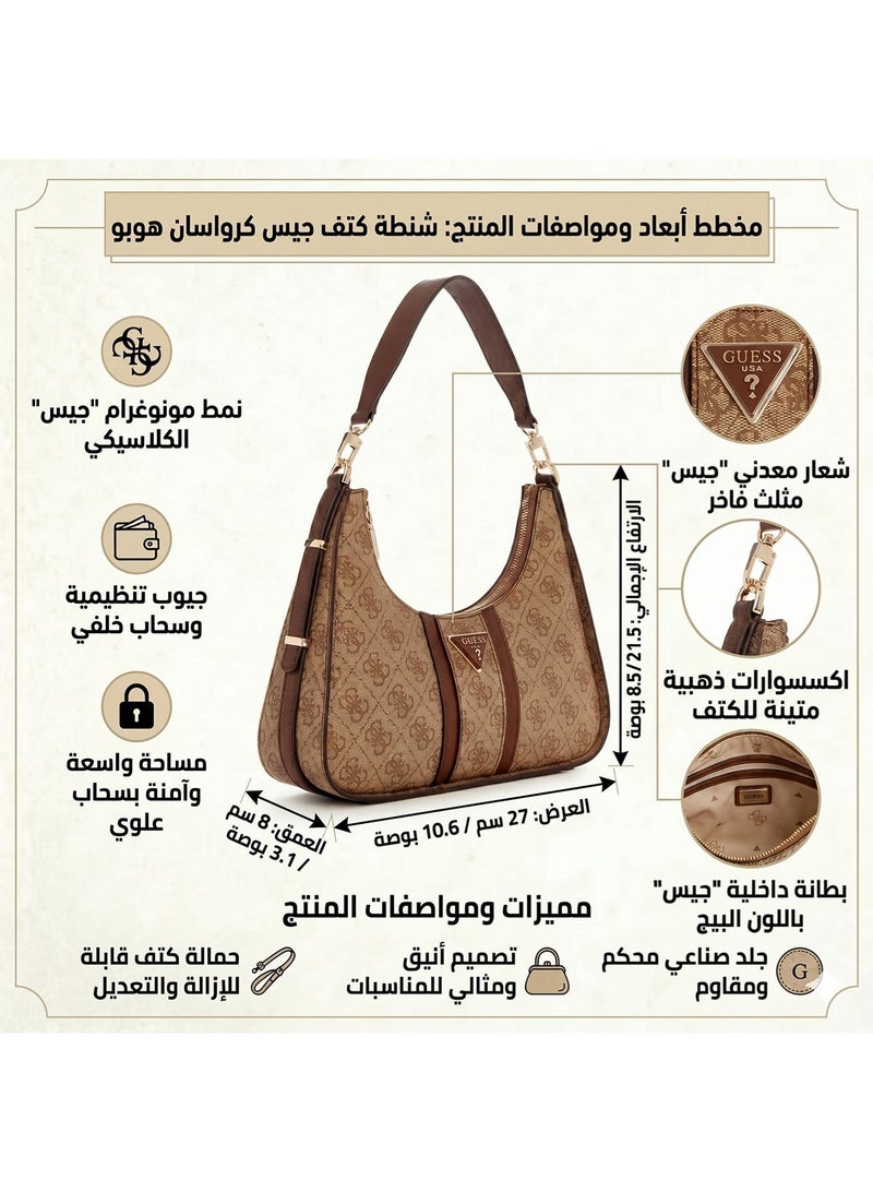 Guess Latte Logo Brown Light Brown Brown Women Shoulder Bag Hwsg9000180 Lgw - Image 2
