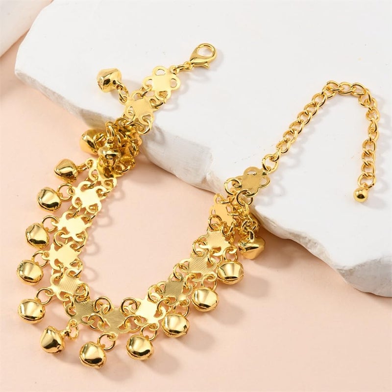 OIDIMS Boho Jingling Bell Anklet for Women Gold-Tone Plated Tassel Bracelet Adjustable Barefoot Chain with Vintage Dangling Sounds Bells Beads Indian Gypsy Beach Fashion Jewelry Summer Fashion Charm - Image 3