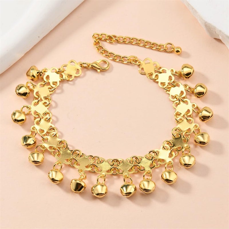 OIDIMS Boho Jingling Bell Anklet for Women Gold-Tone Plated Tassel Bracelet Adjustable Barefoot Chain with Vintage Dangling Sounds Bells Beads Indian Gypsy Beach Fashion Jewelry Summer Fashion Charm - Image 4