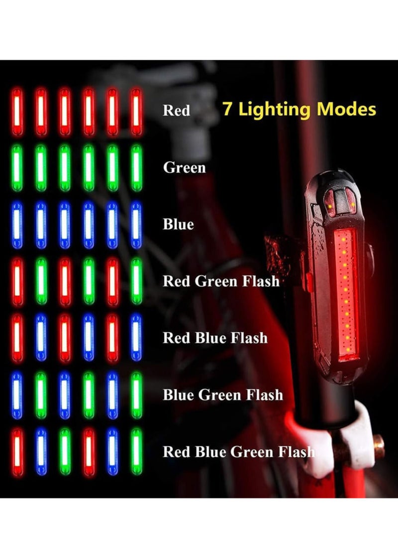 Generic Bike Rear Light,USB Rechargeable LED Safety Lights for Bicycle Taillights,Ultra Bright Waterproof Cycling Tail Light,Red/Green/Blue 7 Light Modes Fits on Any Road Bike 2pack  - Image 2