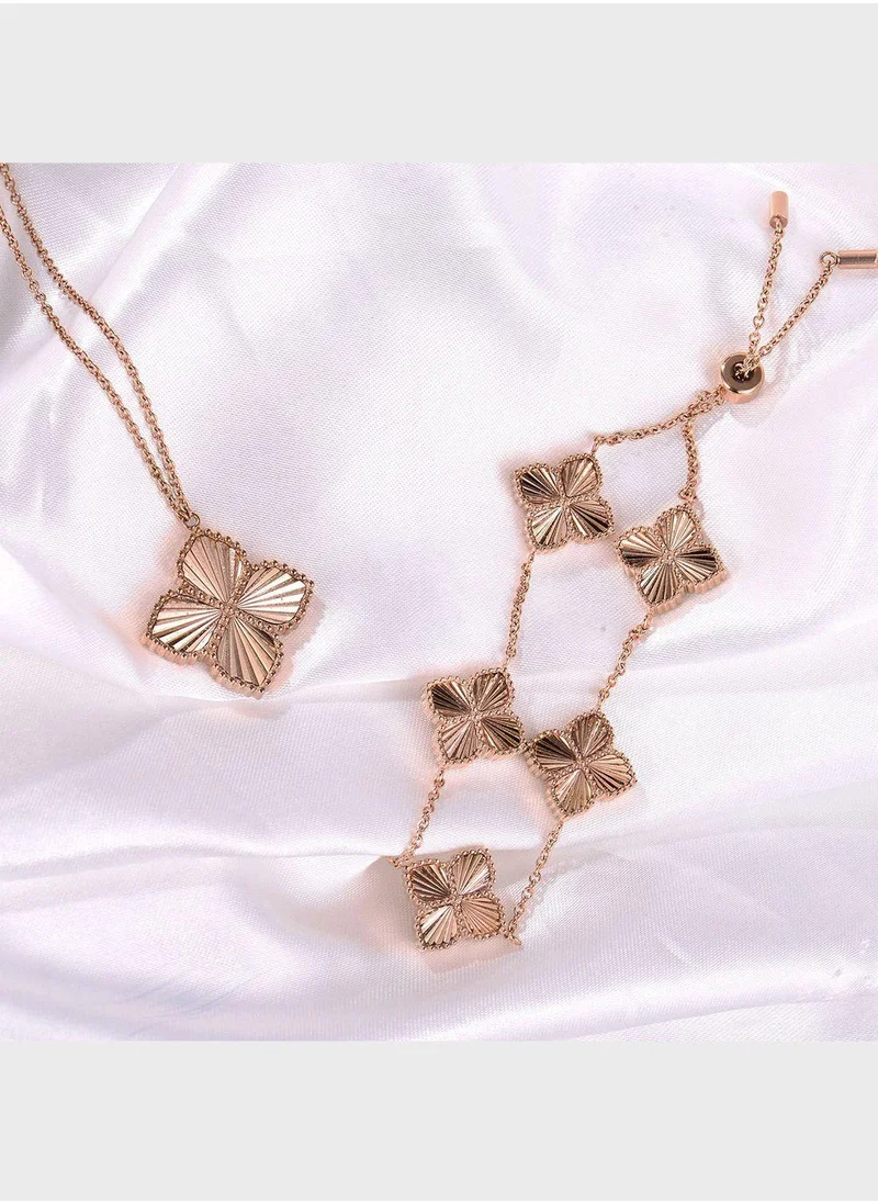 MINIMALIST Floral Necklace And Earrings Set