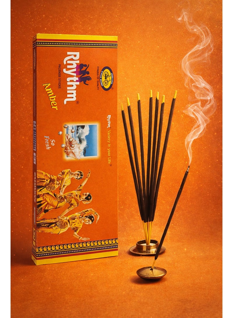 Cycle Rhythm Amber Incense Sticks Pack of 6 Boxes - Experience the warm and luxurious aroma of Cycle Rhythm Amber Incense Sticks. Pack includes 6 boxes with 20 premium sticks each (Total 120 sticks). Perfect for prayer, meditation, yoga, relaxation, and creating a rich, long-lasting oriental fragrance in your home or office.