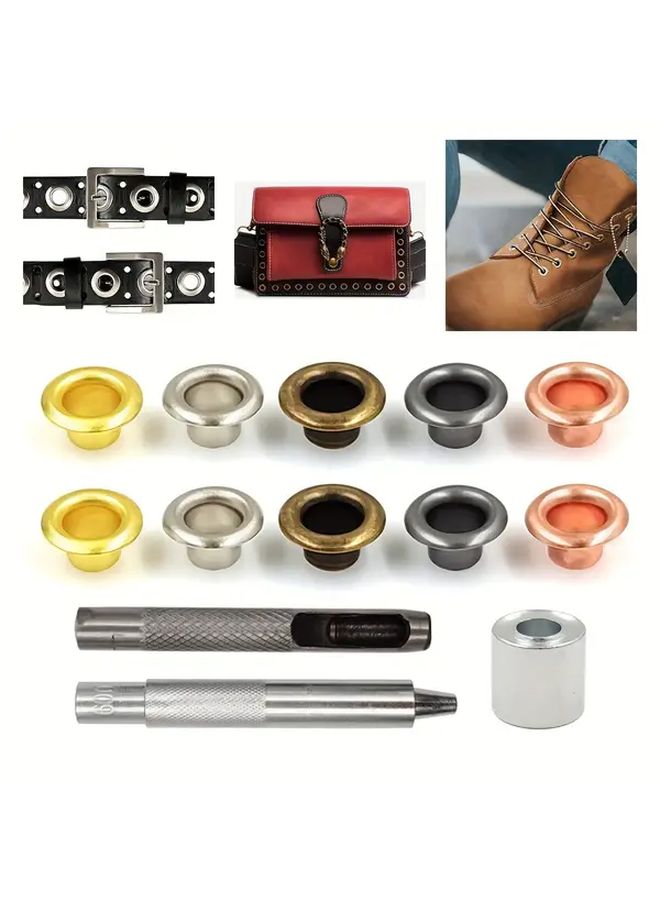 100 Pcs 6mm Gun Black Metal Chicken Eye Buckle With Tool - Image 1