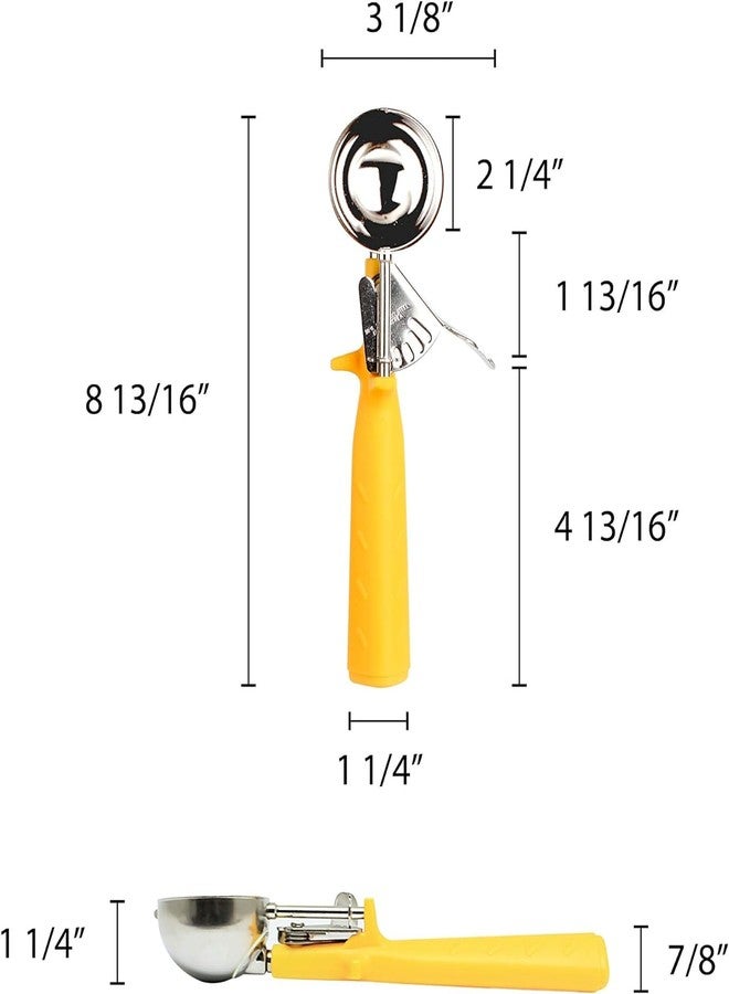TrueCraftware- 1-5/8 oz Disher #20 Stainless Steel with Triangle Handle Yellow Color- Ice Cream Cookie Scooper for Baking Cookie Scoops Portion Control Scoop Cupcake Batter Ice Cream Yogurt Gelatos - Image 2