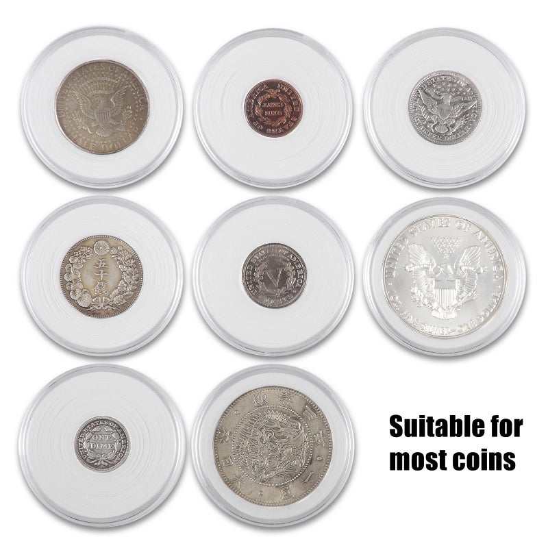 MUDOR 46mm Coin Holders for Collectors, MUODR Coin Storage Case with Lock,100 Pieces Coin Capsule and 11 Size Gasket, Coin Collection Supplies For Dime,Cent,Nickel,Quarter,Silver Dollar,Half Dollar - Image 5