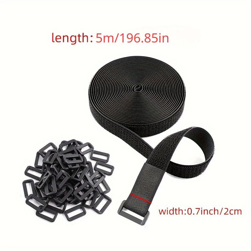 Nylon Reusable Double Sided Hook Straps 0.79inch for Cable Organization Home Storage Solutions - Image 2