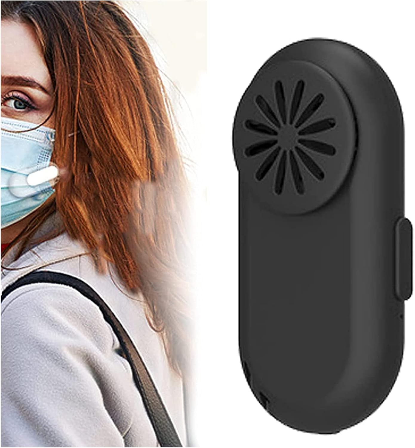 Breathe Cooler Wearable Air Purifier,Portable Mini Air Purifier Mask Fan,Reusable Personal Wearable Mini Fan Cool Mask Clip-on Air Purifier,Personal Ionizer Air Purifier Wearable (Black 1Pcs)
