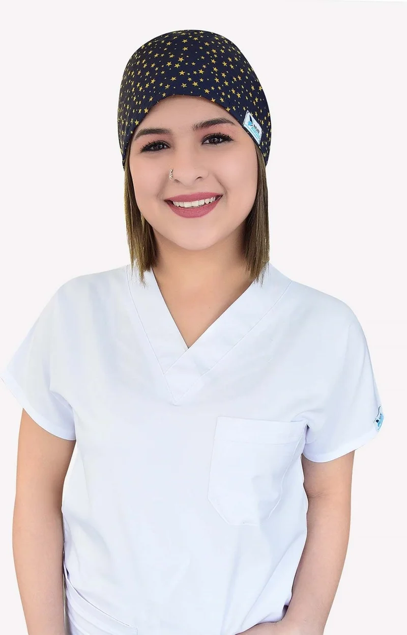 Nur Medikal Giyim Navy Blue Star Patterned Surgical Bonnet B47